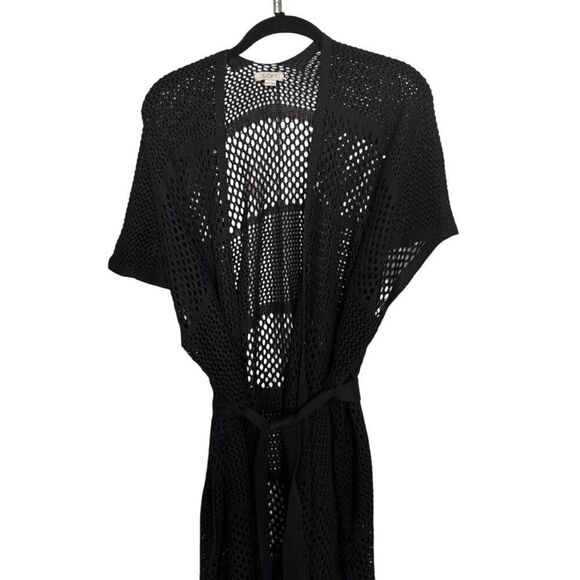 LOFT Crochet Kimono Beach Coverup Black with Belt Size XS /Small - Picture 6 of 11